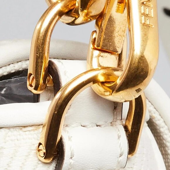 Fendi White FF Cotton Canvas Medium Baguette Bag - 8BR600 - Picture 6 of 11